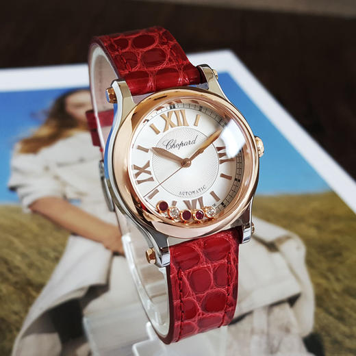 【95新】CHOPARD萧邦278573-6026自动机械30MM（女款）HAPPY SPORT系列精钢/18k玫瑰金表圈090326NJT39 商品图3