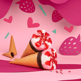 可爱多【曾舜晞推荐】甜筒草莓口味冰淇淋 雪糕 冰激凌 甜筒 67g*4支