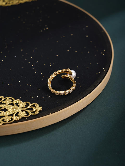 子佩集【珠光灵蛇】银S925珍珠惜王妃戒指【R2123】双色蛇2602 商品图6