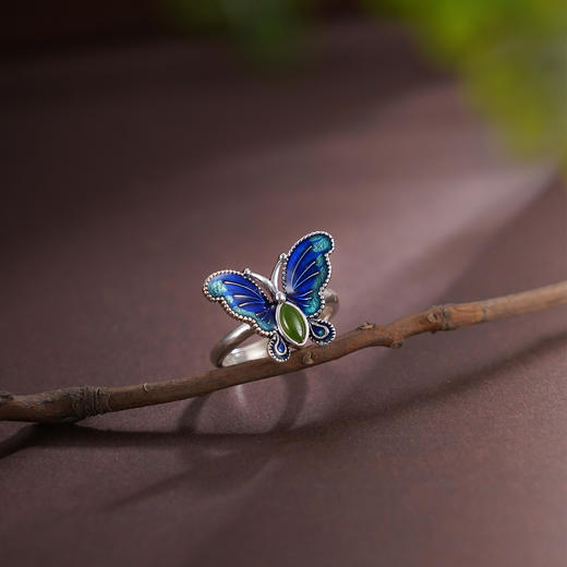 子佩集【梦幻蝶恋】S925银戒指【JZ00378】蝴蝶珐琅彩和田碧玉2509 商品图5