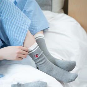 靴下物中筒袜女款桃心刺绣工艺春夏季薄款袜子纯棉透气女士堆堆袜