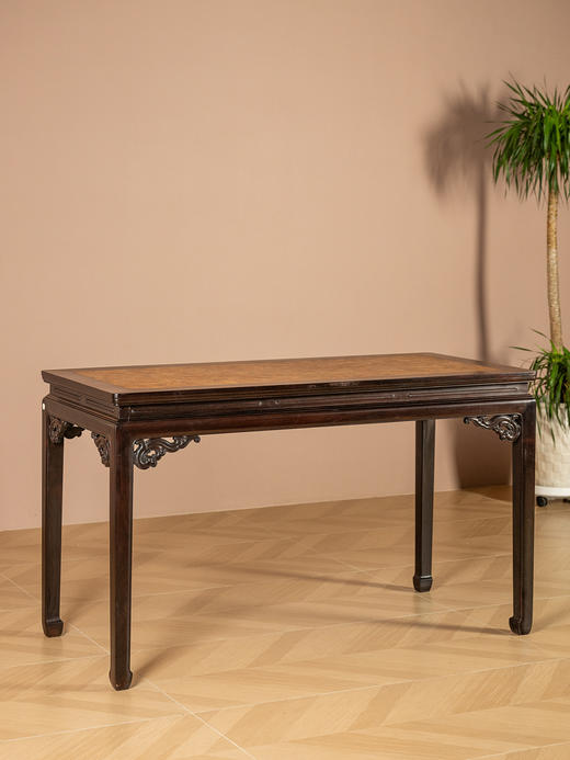 清	红木嵌瘿木百衲镶六角锦地画桌 商品图1