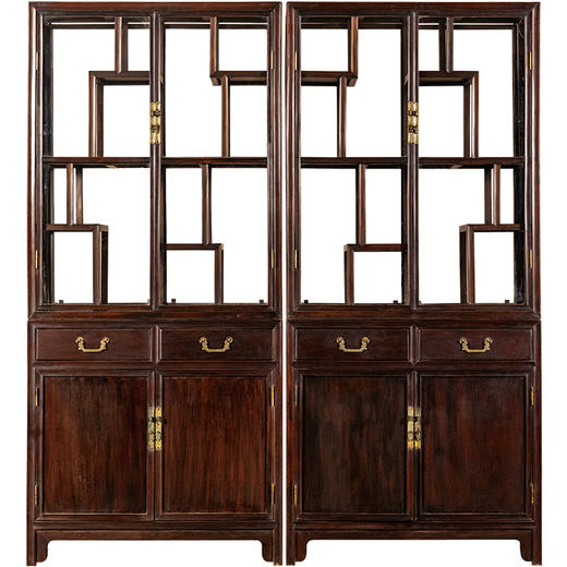 民国	红木玻璃活扇博古架（一对） 商品图5