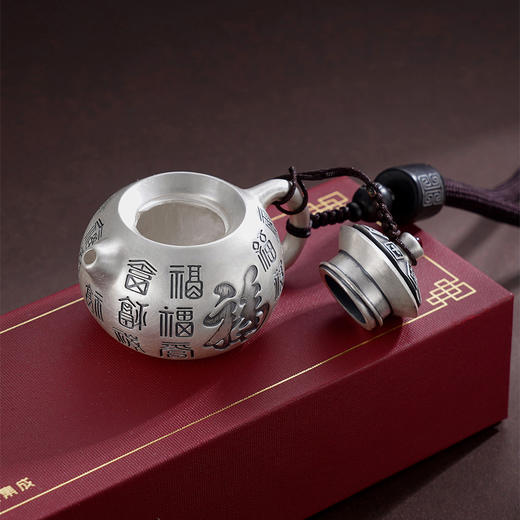 子佩集S999【百福圆满】手把件【YSK555】纯银小摆件迷你小茶壶可转动可打开原创作品2508 商品图1