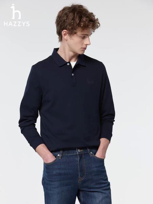 点此购买 哈吉斯春季男士商务通勤长袖POLO衫 yw 342139 商品图5