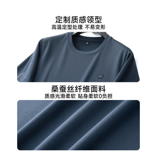 【DKP】【桑蚕丝】大依优型大码男装夏季圆领短袖T恤冰丝透气休闲上衣 商品图3