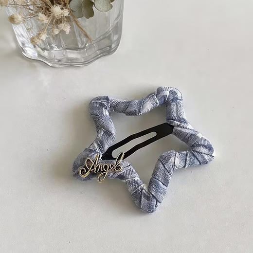 简约格纹星星字母边夹发夹-纪念日百货门店同款169648187 商品图1