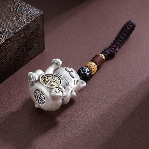 子佩集S999【招财萌猫】钥匙扣【BX0200065】纯银小摆件招财进宝吉言猫2508 商品图4