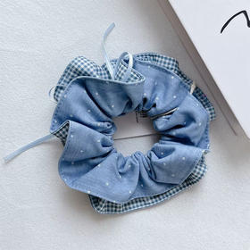 小清新~韩国牛仔大肠发圈格纹头绳女个性时尚丸子头皮筋马尾发绳发圈-纪念日百货门店同款169647846