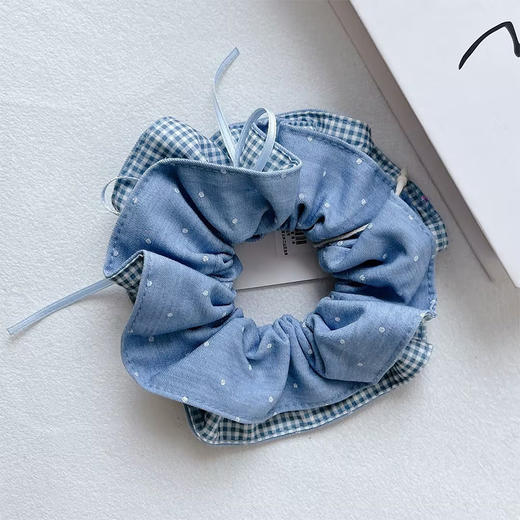 小清新~韩国牛仔大肠发圈格纹头绳女个性时尚丸子头皮筋马尾发绳发圈-纪念日百货门店同款169647846 商品图0
