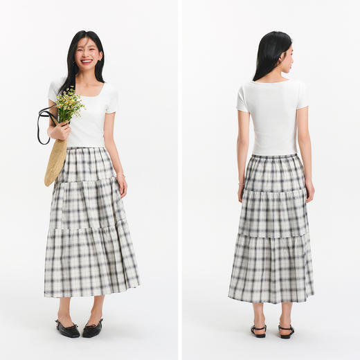 凉感T|森马短袖T恤女夏短款方领带胸垫紧身正肩显瘦百搭气质上衣 商品图4