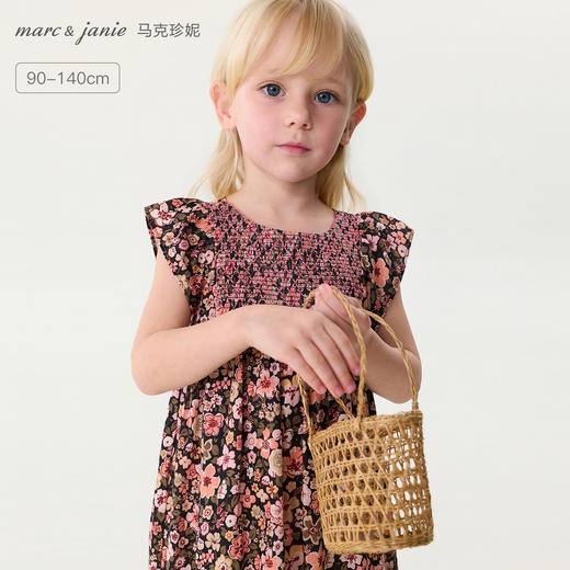 马克珍妮落日花园女童纯棉蝴蝶袖连衣裙2026年夏装新款561060 商品图0