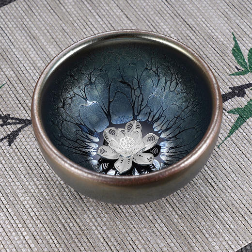 子佩集S990【深海绘卷】摆件【FP026】纯银茶具花丝建盏茶杯品茗杯2508 商品图3