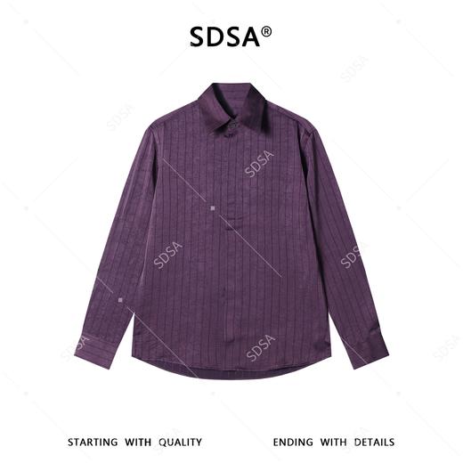 SDSA男装2026新款高贵轻奢韩版简约竖纹褶皱长袖衬衫百搭时尚衬衣 商品图0