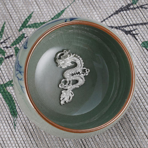 子佩集S990【修竹清风】摆件【SR003】纯银茶具冰裂纹梅兰竹菊茶杯-龙腾景德镇手绘2508 商品图1