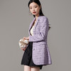 剩S/M/L 芳外新款格纹西服时尚百搭通勤外套女8T23AX0002 商品缩略图3