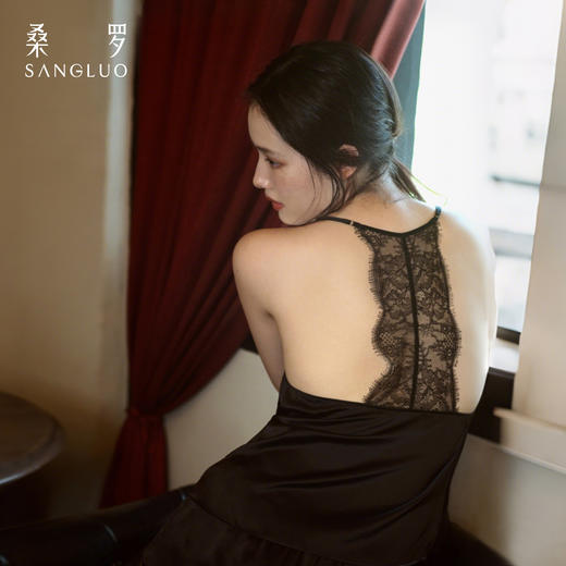 蕾丝露背』桑罗吊带套装女春夏法式性感可外穿睡衣 商品图2