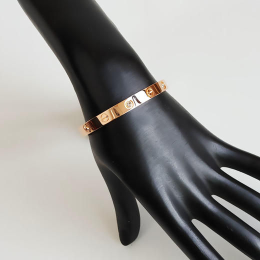 【天然正品】AU750玫瑰金经典时尚高定定制款四钻LOVE手镯17号（皆取最大值）030326NJS28 商品图6