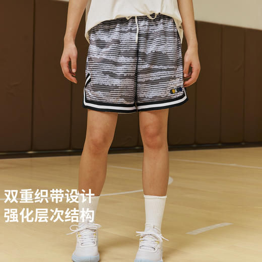 录士LUSHISI条纹主题红色篮球短裤美式四分裤吸湿排汗舒适透气 商品图3