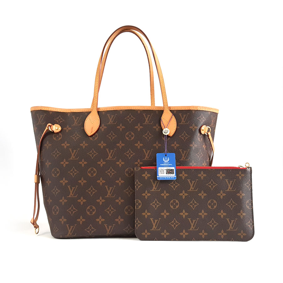 【95新】LV路易威登M41177中号老花NF红内里neverfull子母包购物袋单肩包女士110326AK09