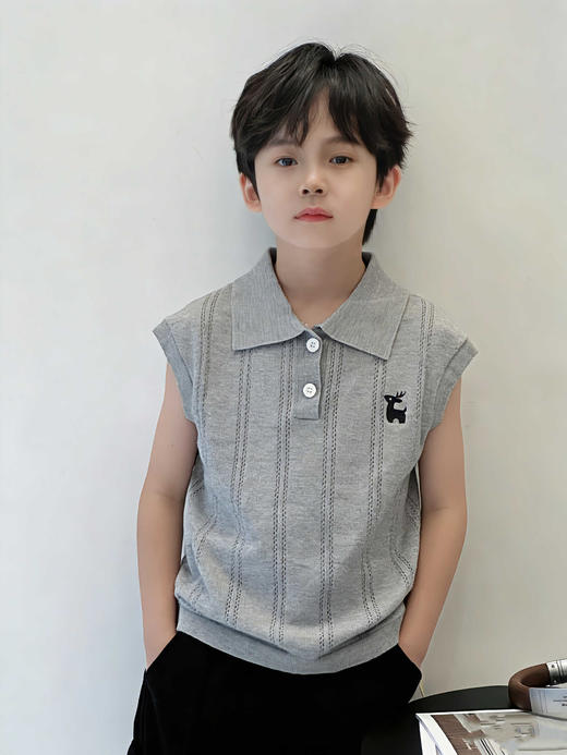 【39.9/件】韩系亲子针织短袖｜遛娃穿搭氛围感拉满✨夏季polo衫镂空冰丝童装飞机袖短袖聚★为爱严选 商品图3