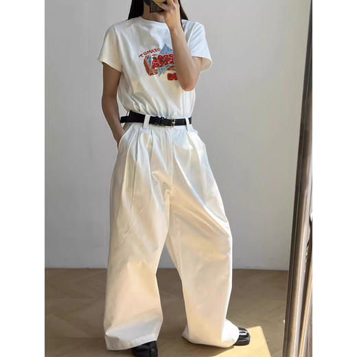 【重磅100棉！韩系百搭T恤 】重磅纯棉大码短袖 女夏季宽松显瘦T恤 韩系勤正肩圆领休闲打底上衣 商品图3