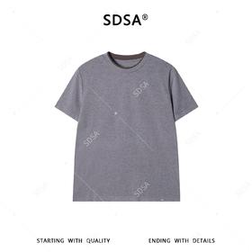 SDSA男装2026新款高贵轻奢简约领口拼接撞色圆领短袖T恤百搭时尚