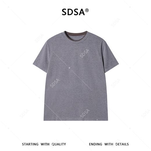 SDSA男装2026新款高贵轻奢简约领口拼接撞色圆领短袖T恤百搭时尚 商品图0