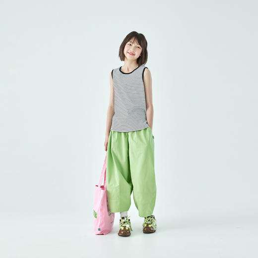 棵初26年夏新款亲子中大女童经典撞色条纹背心棉感微宽松无袖上衣 商品图1