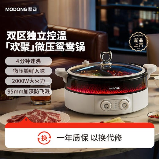 摩动欢聚多功能火焰电火锅家用网红鸳鸯锅一体式多功能大容量火锅 商品图0