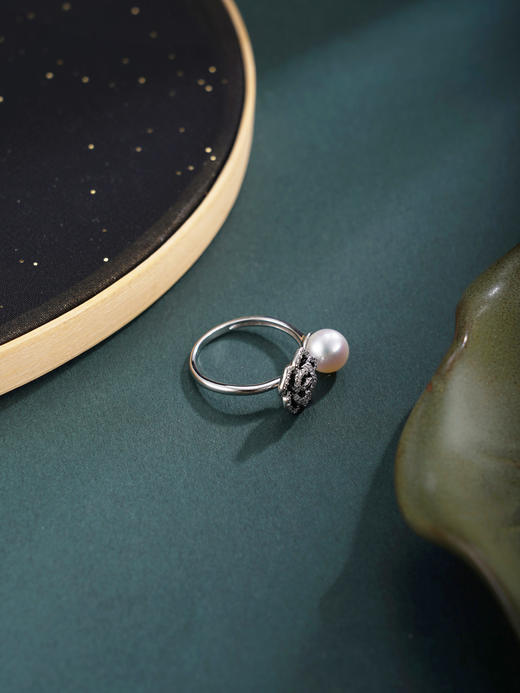 子佩集【暗夜玫瑰】银S925珍珠惜王妃戒指【R2063】双色黑玫瑰2602 商品图5