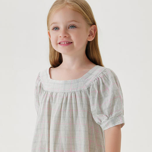 【100%亚麻】马克珍妮森系格纹女童A版连衣裙2026年夏装新款561030 商品图2