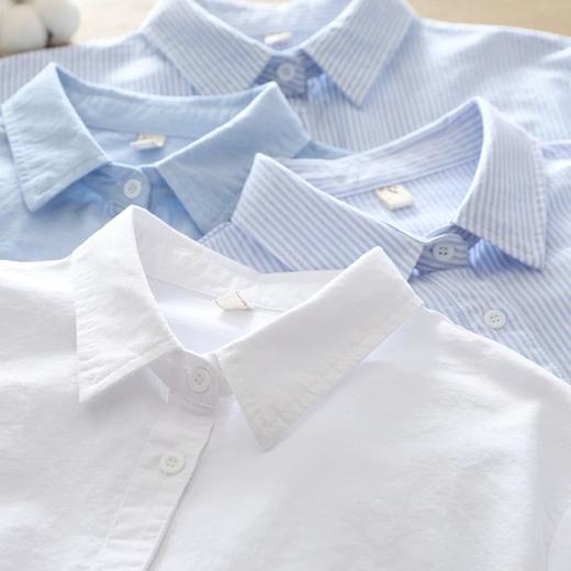 文艺小清新条纹牛津纺衬衫！2026正肩长袖纯棉衬衫女春秋宽松休闲衬衫！ 商品图2