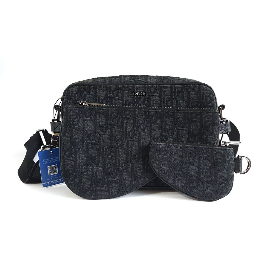【95新】Dior迪奥黑色老花马鞍三件套三合一单肩斜挎包中性款110326NJS13