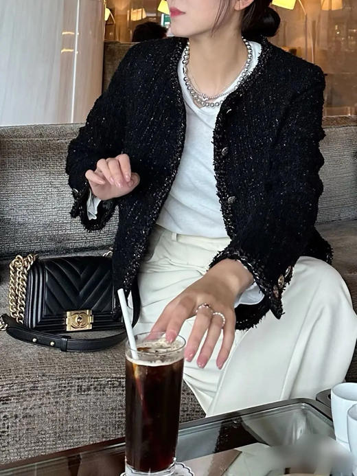 CHANEL leboy 小号 V纹 黑金 牛皮 链条包 商品图2