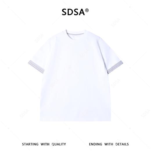 36268SDSA男装2026新款高贵轻奢简约拼接格子圆领短袖T恤百搭宽松上衣 商品图1