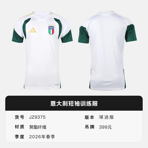 小李子ADIDAS阿迪达斯意大利球迷版短袖训练服成人男JZ9375 商品图4