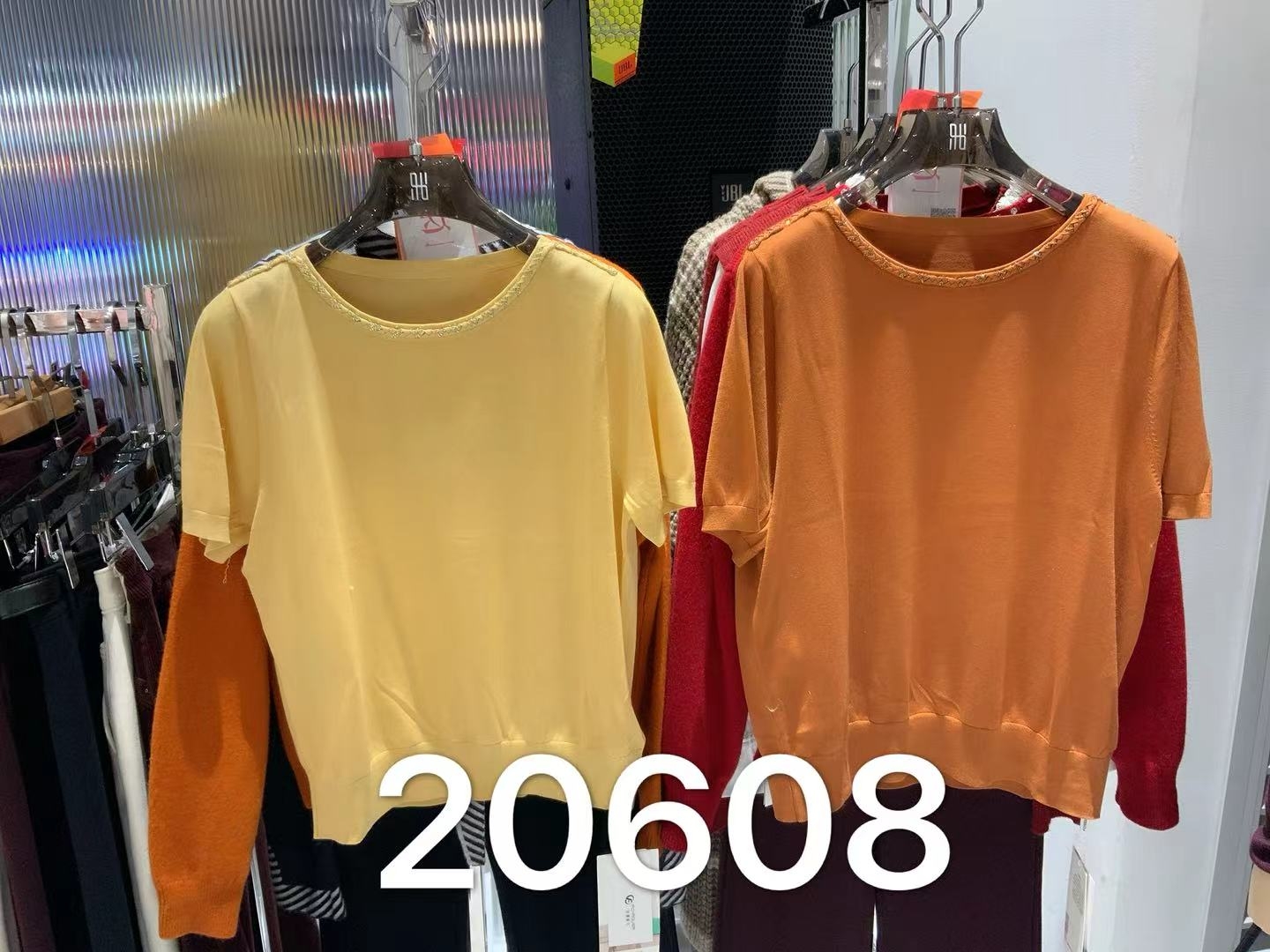 女装26春夏新品圆领花边天丝短袖2290-20608