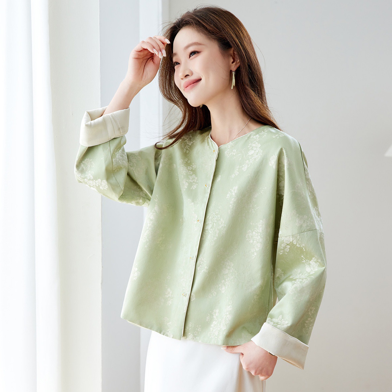 新中式国风提花双面穿短外套，宽松薄款超火减龄上衣HR-XYSP6107