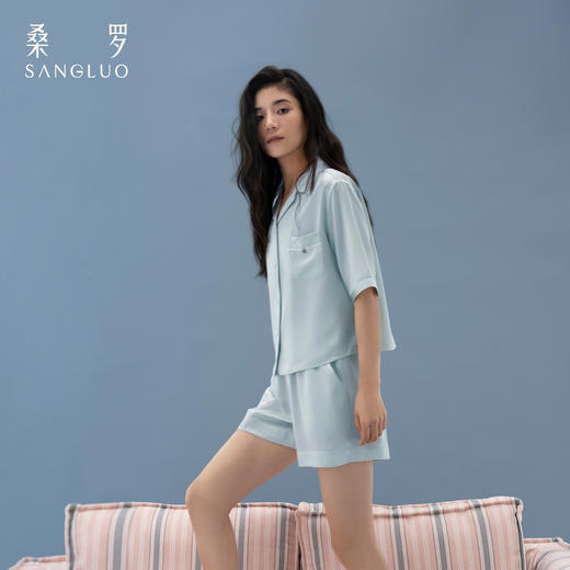 重磅』桑罗桑蚕丝23姆米短袖睡衣女士套装可外穿家居服 商品图2