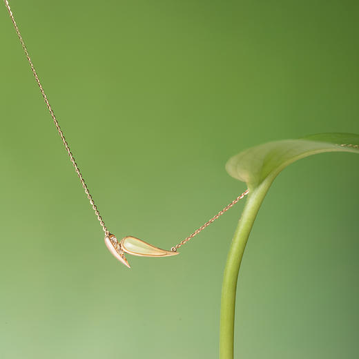 ［东方幸趣］18K符山石镶钻项链#篁竹 商品图1