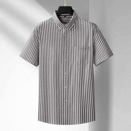 【DM】【纯棉】大依优型大码男装夏季竖条纹短袖衬衫商务休闲上衣T恤320 商品图1