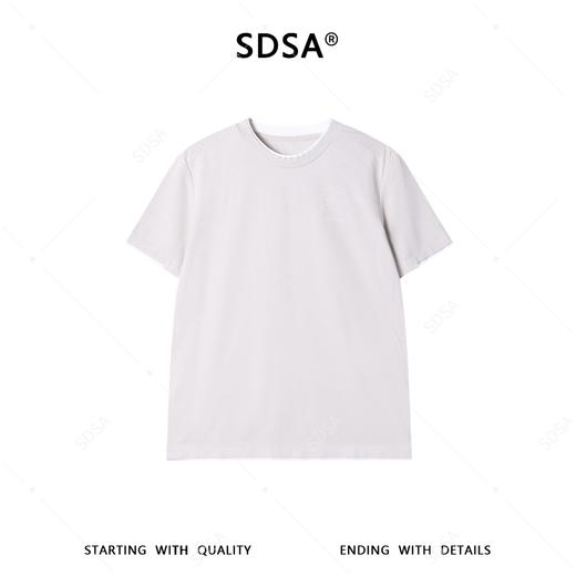 SDSA男装2026新款高贵轻奢撞色刺绣字母假两件圆领短袖T恤百搭 商品图0