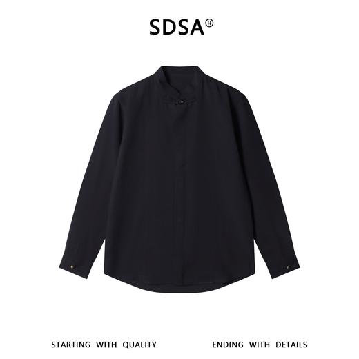 SDSA男装2026新款高贵轻奢新中式简约纯色盘扣立领衬衫百搭舒适 商品图0