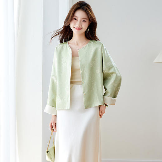 新中式国风提花双面穿短外套，宽松薄款超火减龄上衣HR-XYSP6107 商品图1