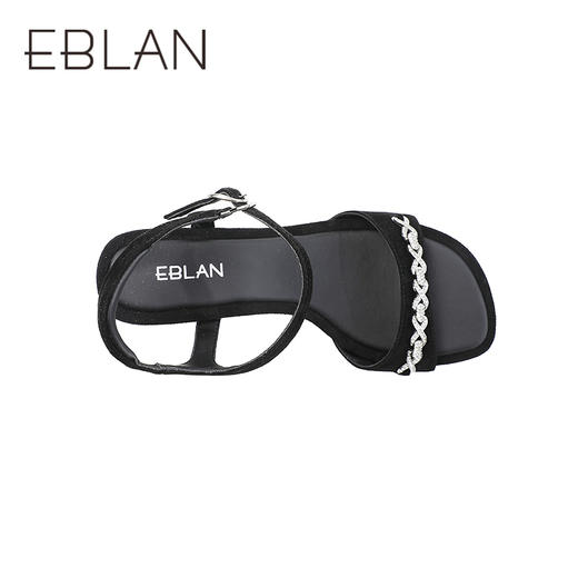 伊伴2026夏季新职场闺房风水钻一字带真皮高跟鞋B26366120 商品图2