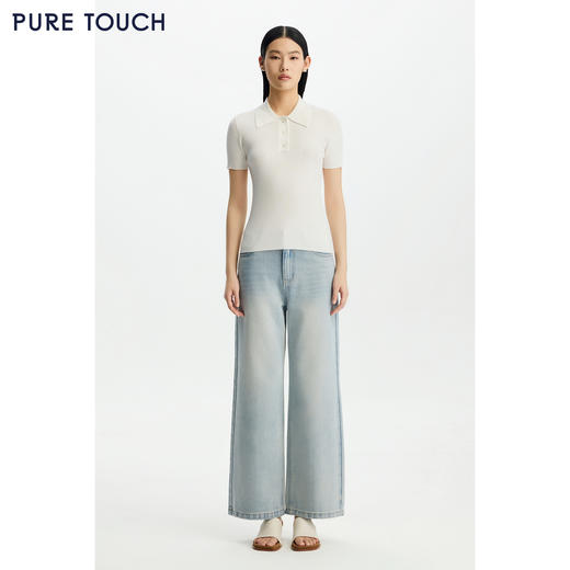 PURE TOUCH女装26春夏新款短袖Polo衫弹力修身半袖针织衫百搭上衣 商品图1