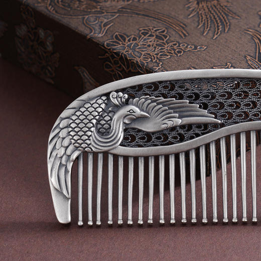 子佩集【凤舞情长】S999银梳子【HSSZ001】纯银凤凰2509 商品图3
