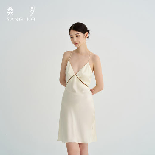 约会派对』桑罗睡裙桑蚕丝吊带裙镂空性感礼服裙生日送礼 商品图3
