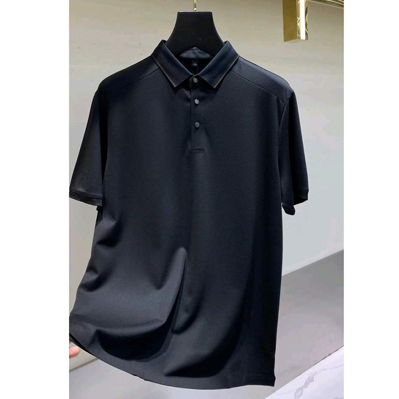 夏季新款男士短袖纯色简约翻领高级顺滑上衣   YH-99186